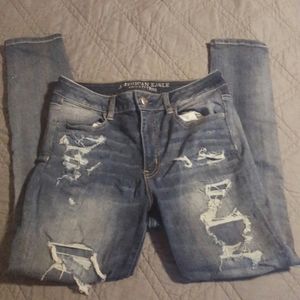 Hi-Rise Distressed Denim Jeggings